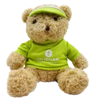 Медведь бежевый в зеленой футболке