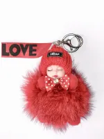 Брелок МЕХОВАЯ КУКЛА красный