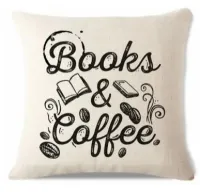 Декоративная наволочка с надписью Books& Coffee 45х45