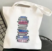 Сумка - шоппер с принтом книги - цветы