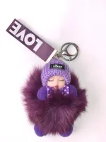 Брелок МЕХОВАЯ КУКЛА фиолетовый