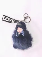 Брелок МЕХОВАЯ КУКЛА темно-синий