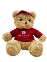 Медведь бежевый в красной футболке