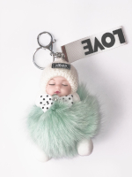 Брелок МЕХОВАЯ КУКЛА бирюзовый