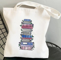 Сумка - шоппер с принтом книги - цветы