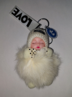 Брелок МЕХОВАЯ КУКЛА молочный