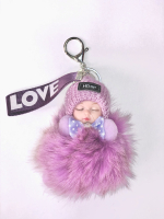 Брелок МЕХОВАЯ КУКЛА сиреневый