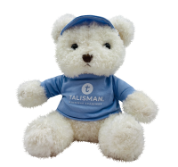 Медведь белый в сиреневой футболке