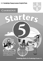 Cambridge Young Learners English Tests 5 Starters Answer Booklet - книга ответов Cambridge Young Learners English Tests 5 Starters Answer Booklet - книга ответов