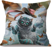 Декоративная наволочка «Алиса в стране чудес»  с рисунком  чеширского кота  45х45