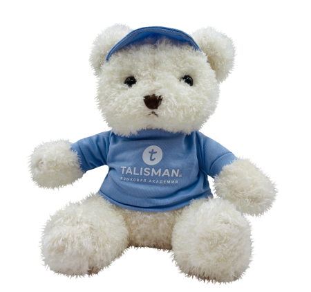 Медведь белый в сиреневой футболке