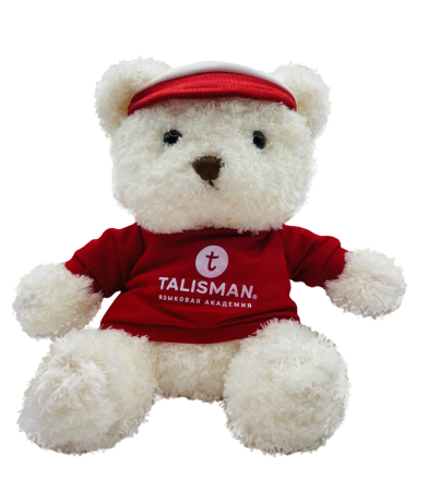 Медведь белый в красной футболке