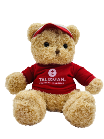 Медведь бежевый в красной футболке